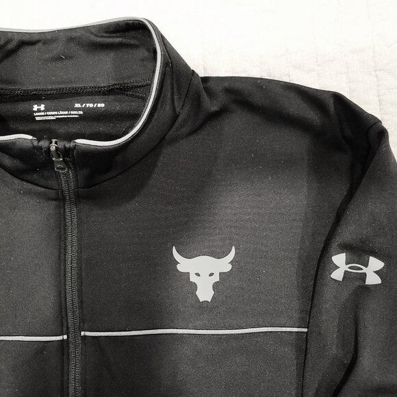 Under Armour Men's Project Rock Knit Track Full Zip Jacket, Black, Large - Picture 3 of 6